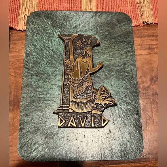 Vintage Mid Century King David Of Judaism Green Brass/ Bronze Wall Mount - Picture 7 of 7